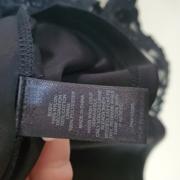 Womens Express Black Lace Mini Dress Size Large Lined BoHo Whimsigoth Scoop Neck - Picture 6 of 10